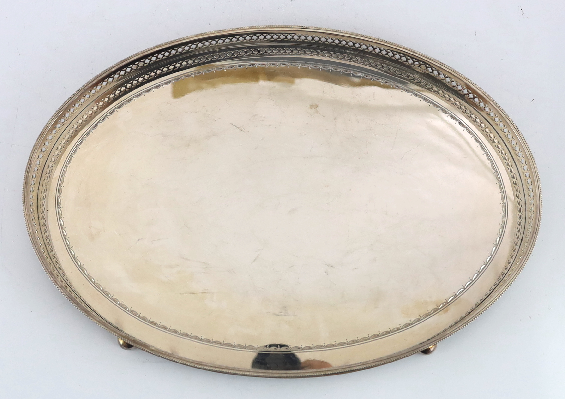 An Elizabeth II silver oval tea tray, by C.J. Vander Ltd